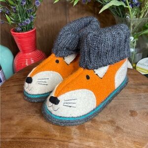 Garnet Hill Kids Fox Slippers - Orange and Gray